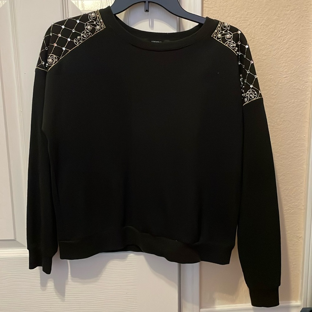Black sweater with gorgeous detail on shoulders